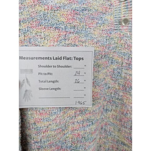 Multicolor Knit Short Sleeve Sweater With Button Detail 1X 90% Cotton 10% Polyes - Picture 8 of 8